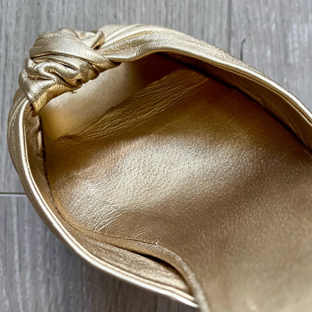 ❌SOLD❌ Prada Metallic Gold Leather Square Peep Toe Slide Sandals - Picture 6 of 12